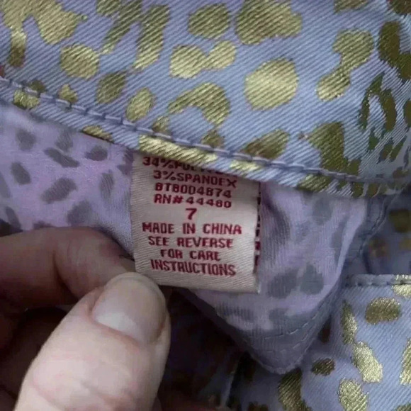 🌸3/$30🌸FIRE Los Angeles | Lilac purple and gold sparkle cheetah jeggings - Picture 7 of 9